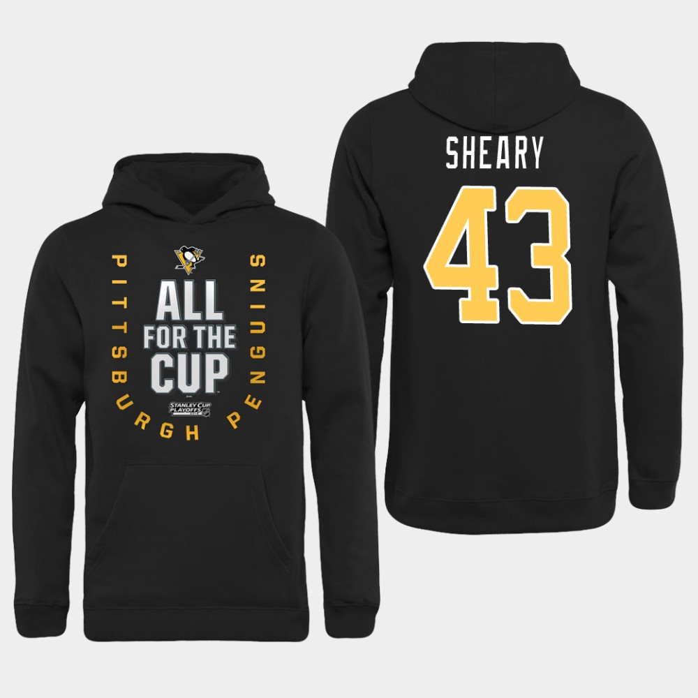 Men NHL Pittsburgh Penguins 43 Sheary black All for the Cup Hoodie